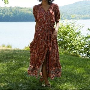 NWT - Knox Rose Rust Short Sleeve Wrap Dress S